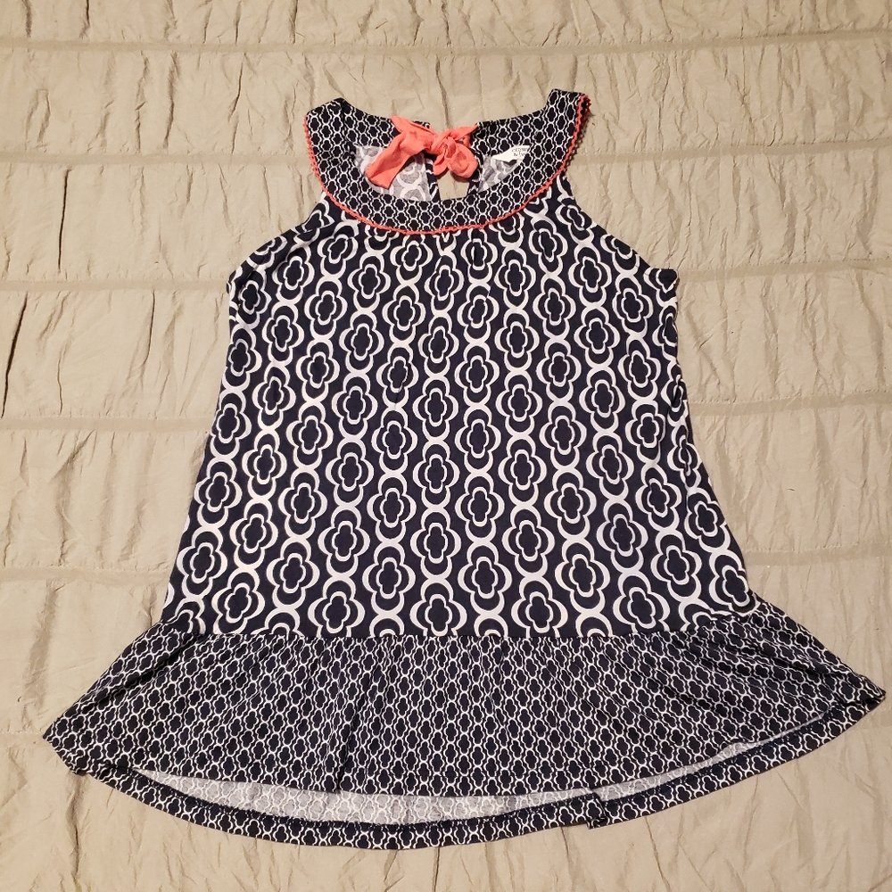 Crown & Ivy Girl Navy & Coral Geometric Sleeveless Blouse XL